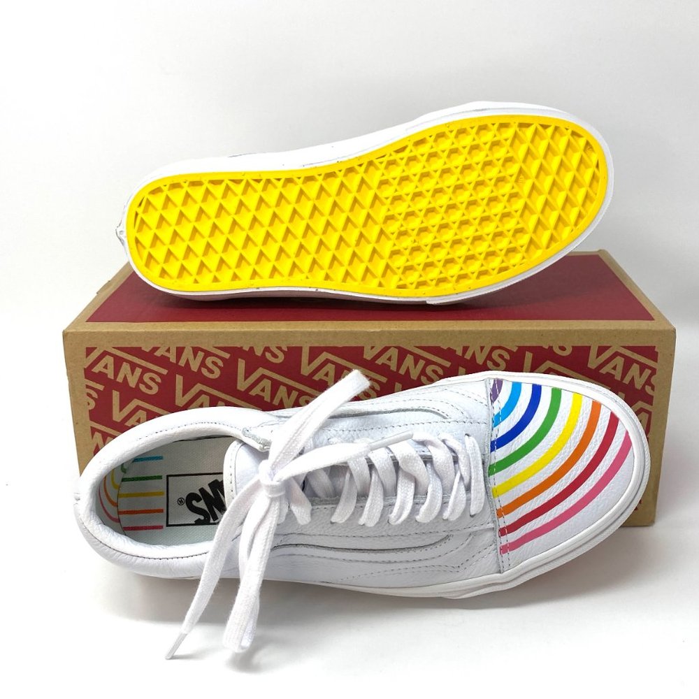 VANS Old Skool Flour Shop Rainbow White Leather Women's Size 7 VN0A4U3B2N7 - Picture 2 of 9